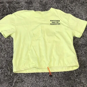 Neon Yellow Graphic Tee Another Day In‎ Paradise Floral Back Drawstring